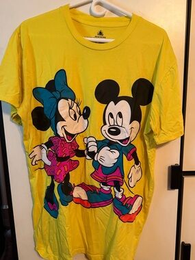 Disney Yellow Tee with Mickey & Minnie Colorful Graphic